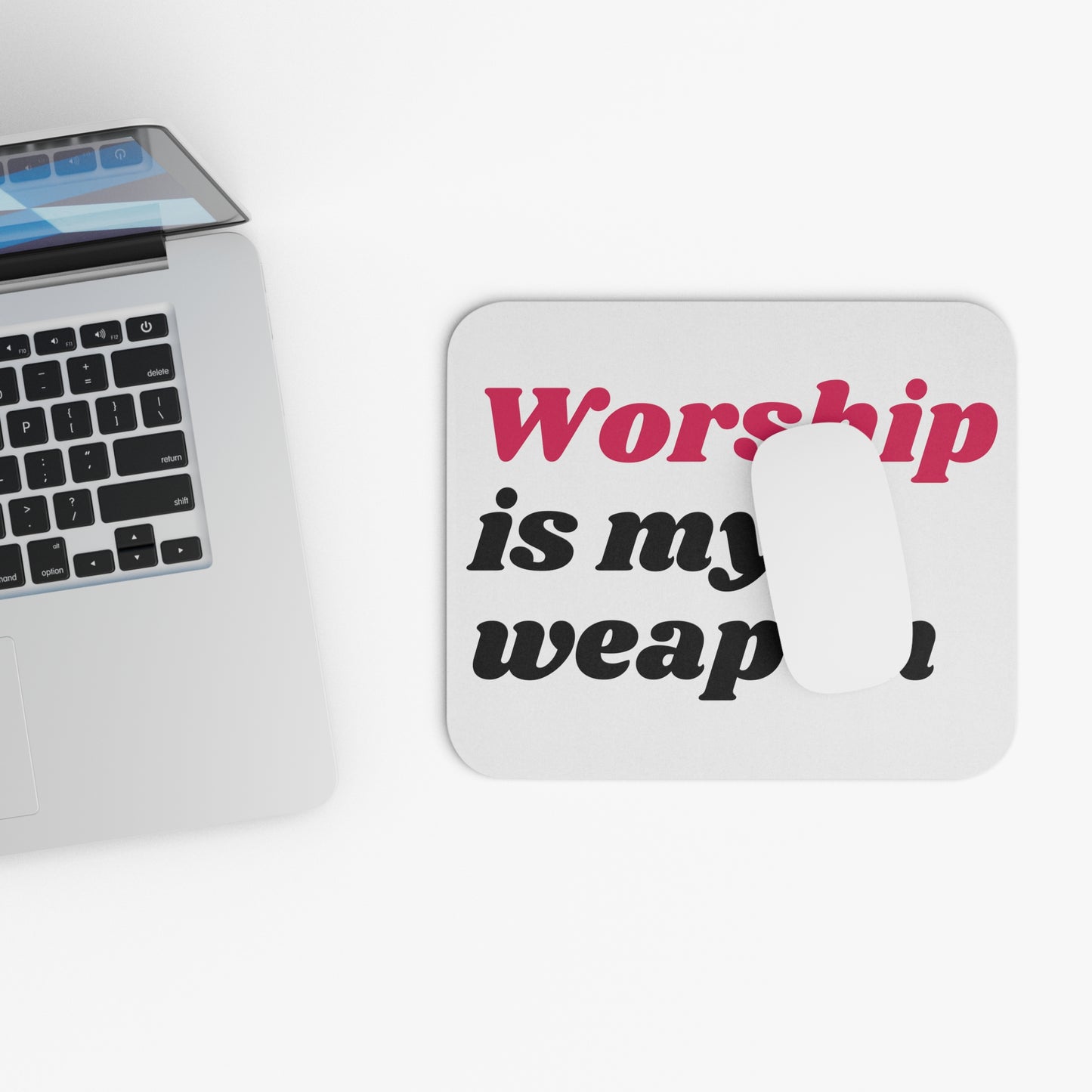 Worship is My Weapon Mouse Pad, Christian Mouse Pad, Faith Mouse Pad