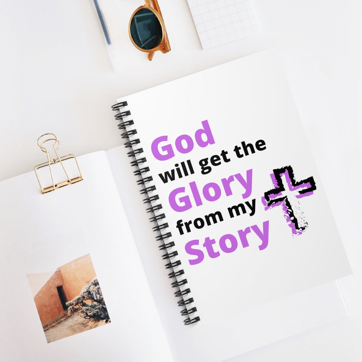 God will get the Glory from my Story (Purple) Spiral Notebook - Ruled Line