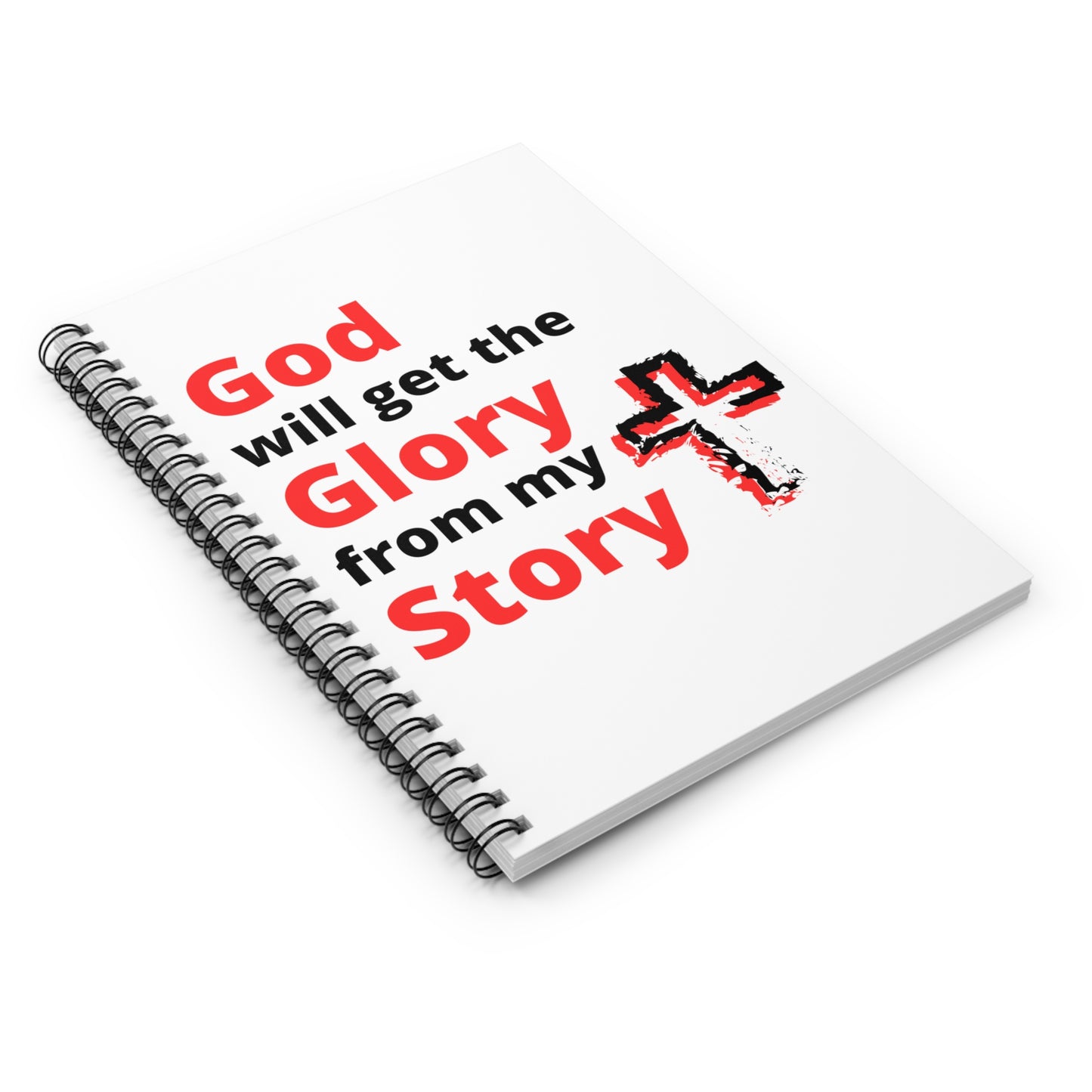 God will get the Glory from my Story (Red Design with a Cross) Spiral Notebook - Ruled Line