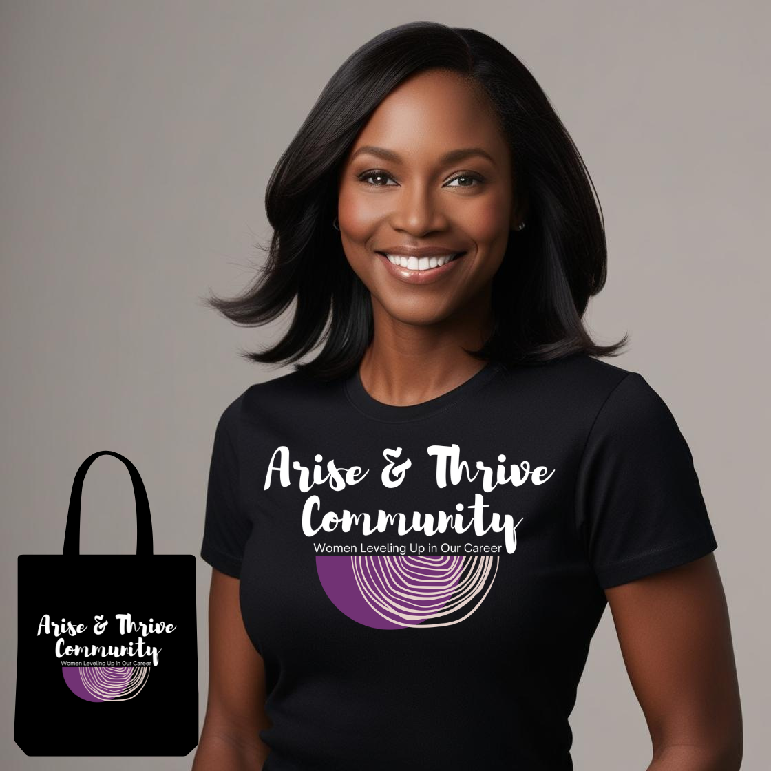 Arise & Thrive Community Black T-Shirt & Tote Bag Combo - December 14, 2024 Event