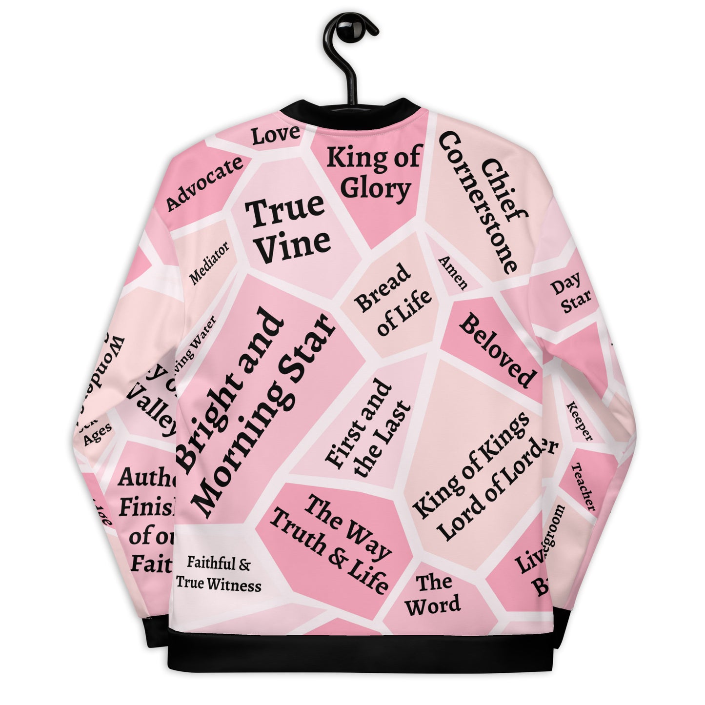 I AM Names of Jesus Unisex Bomber Jacket Unisex Bomber Jacket (Pink Hues)