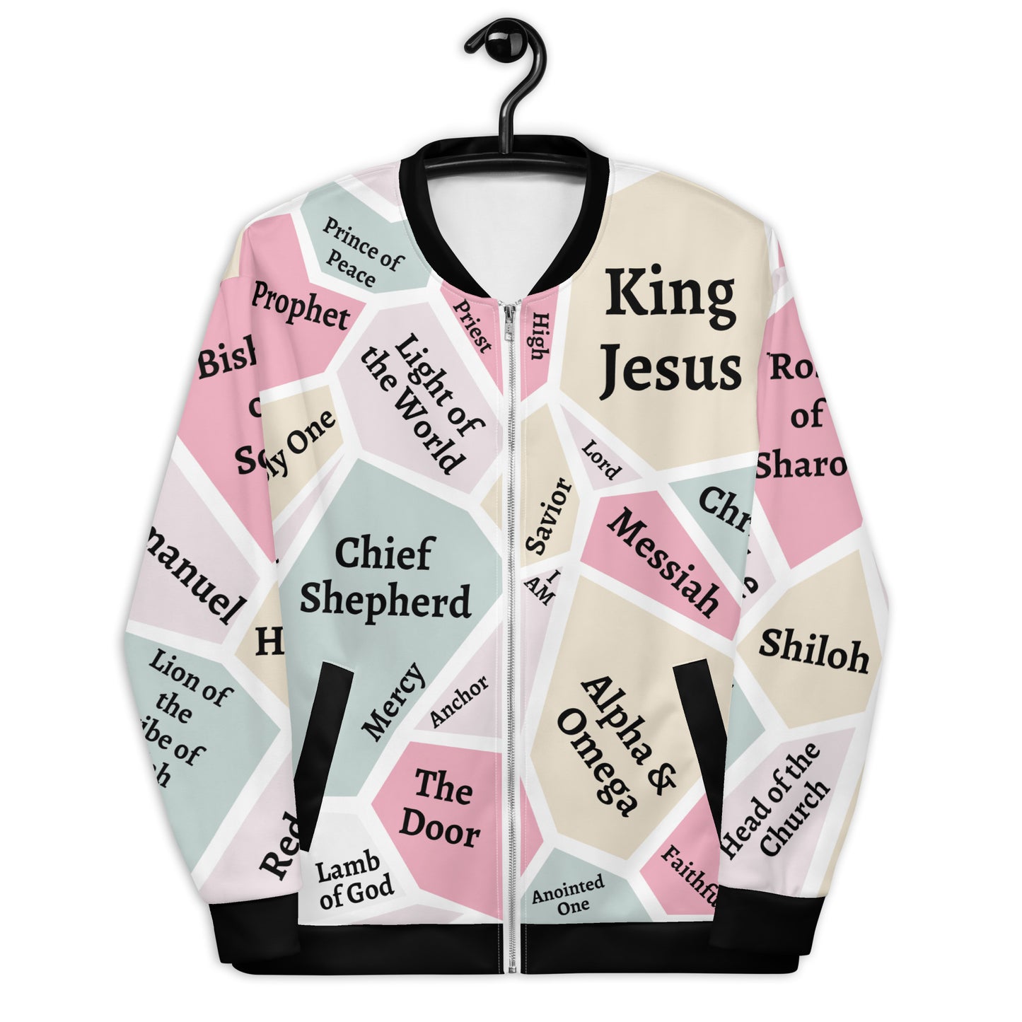 I AM Names of Jesus Unisex Bomber Jacket - Black Trim - REFRESHED DESIGN