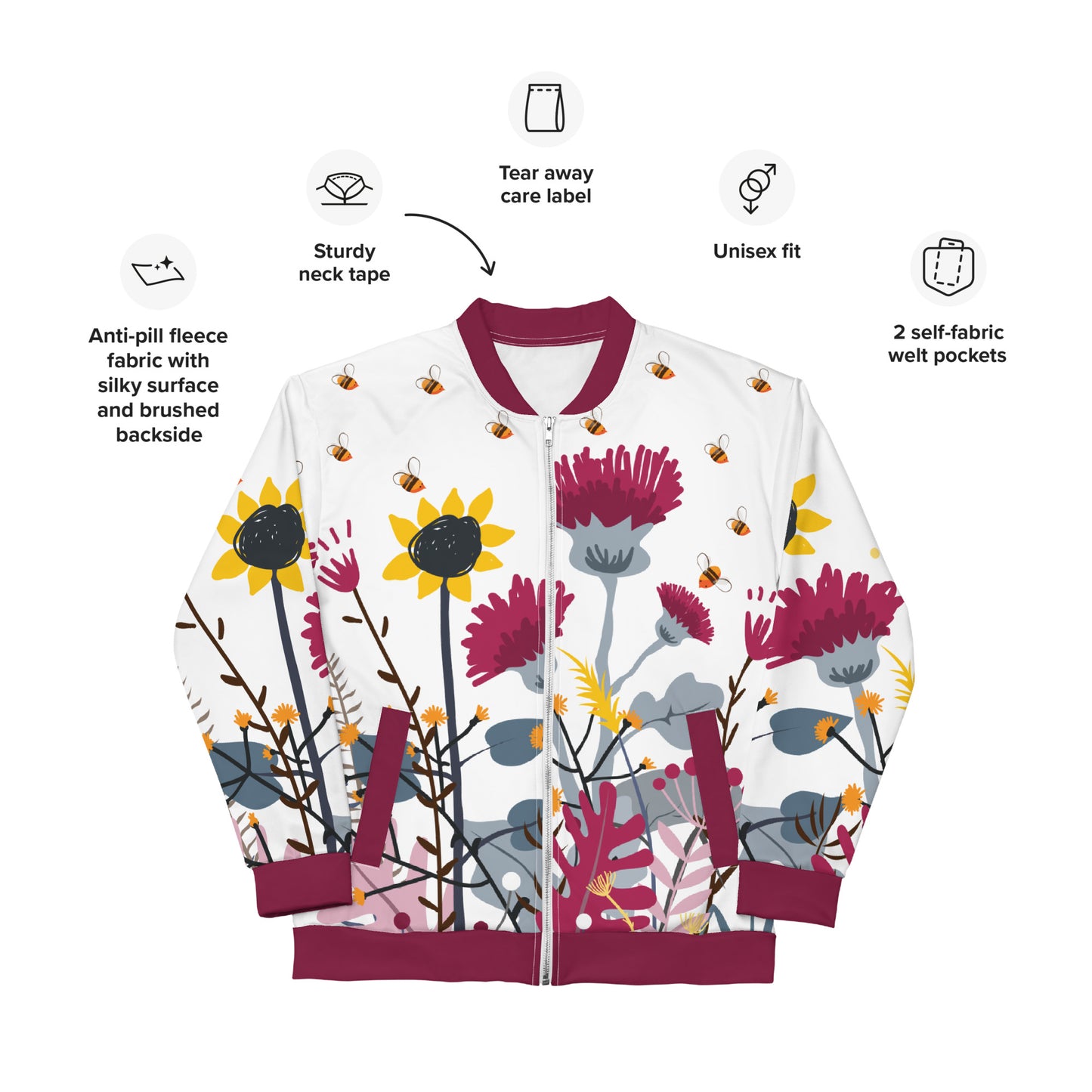 Wild Flower Unisex Bomber Jacket