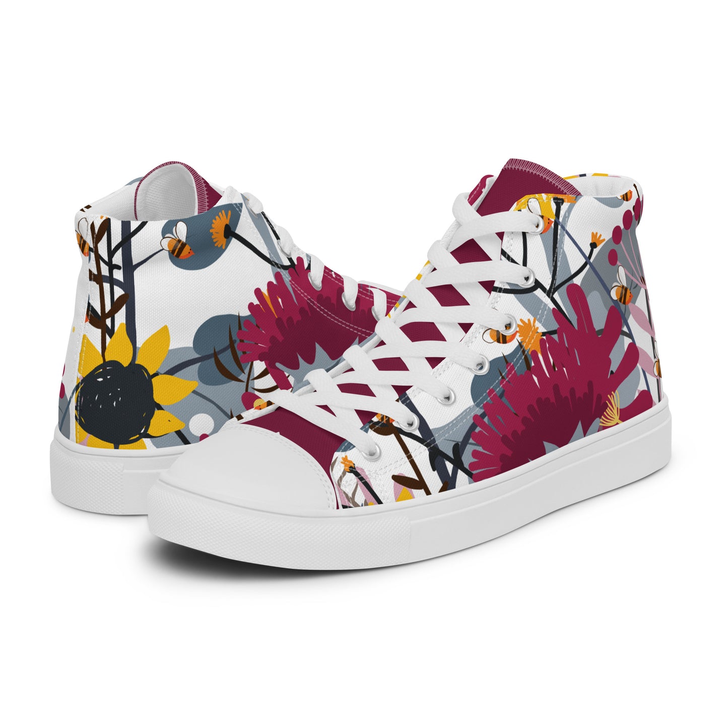 Wild Flower Women’s High Top Canvas Shoes