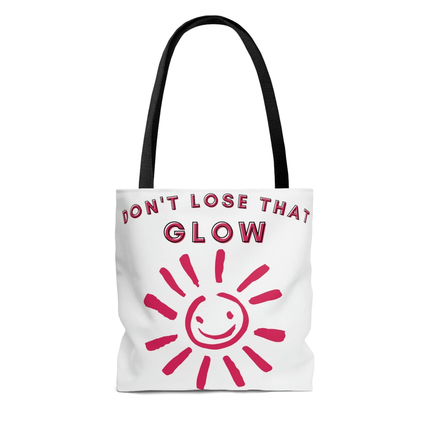 Don't Lose That Glow (Graphic Red Smiling Sun) Tote Bag