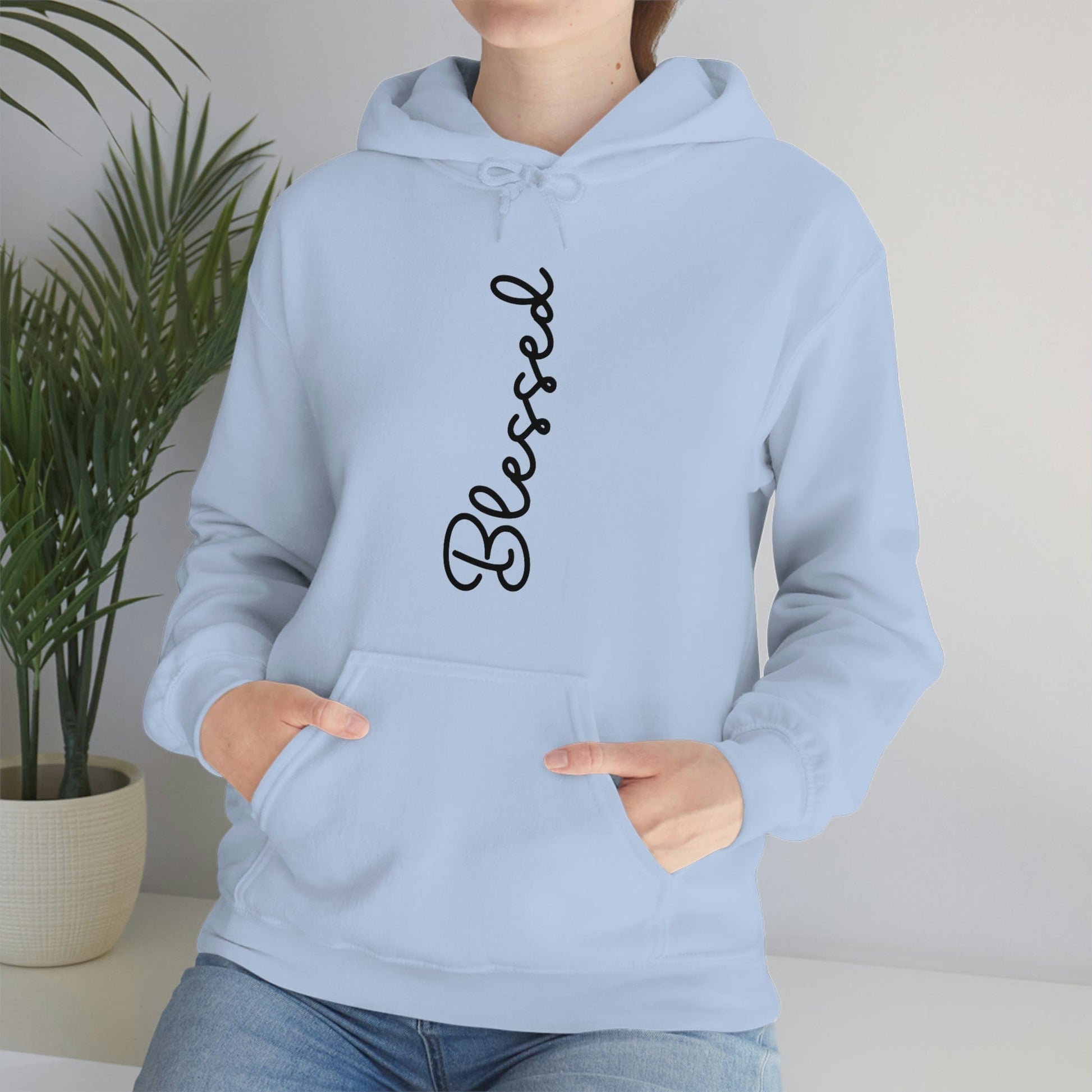 blessed hoodie, faith-based clothing, Christian apparel, inspirational clothing.