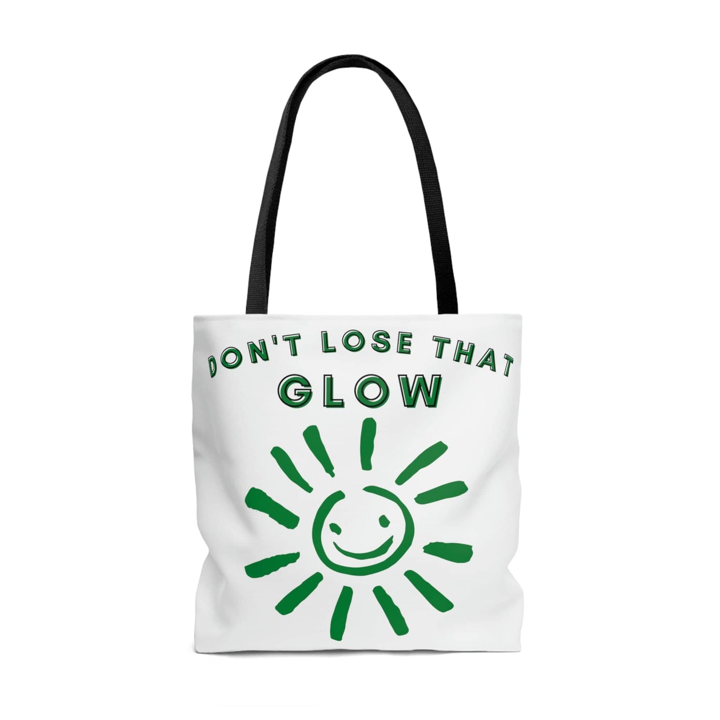 Don't Lose That Glow (Graphic Green Smiling Sun) Tote Bag