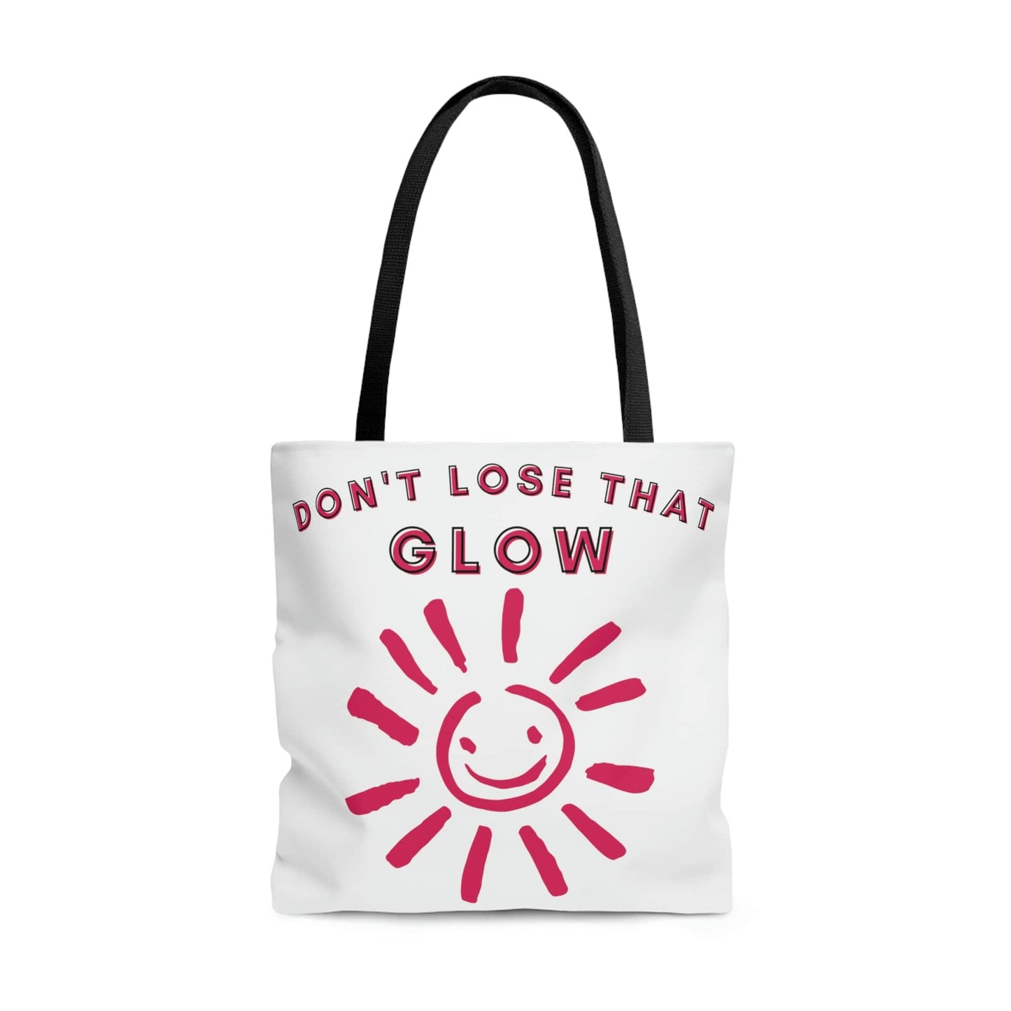 Don't Lose That Glow (Graphic Red Smiling Sun) Tote Bag