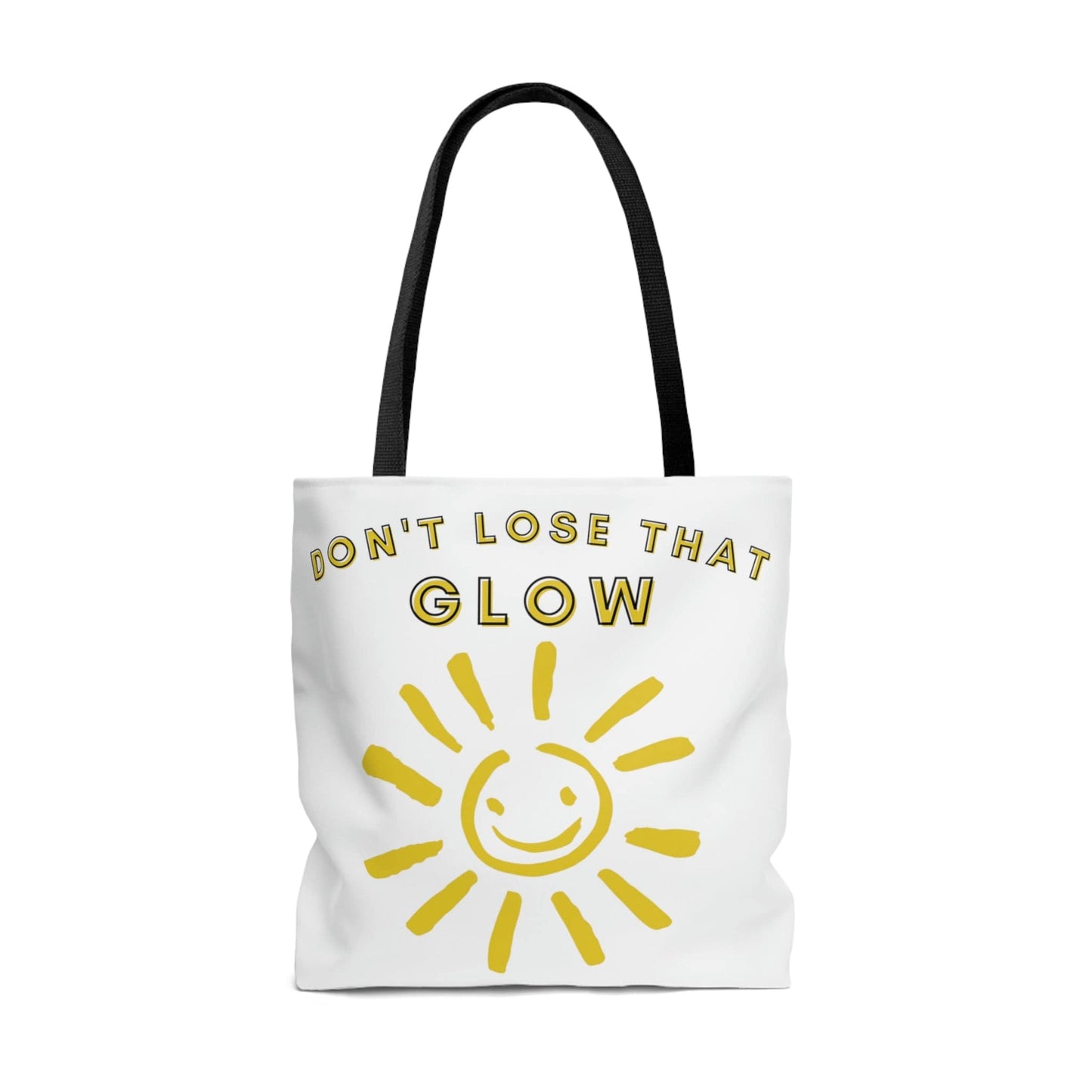 Don't Lose That Glow (Graphic Yellow Smiling Sun) Tote Bag