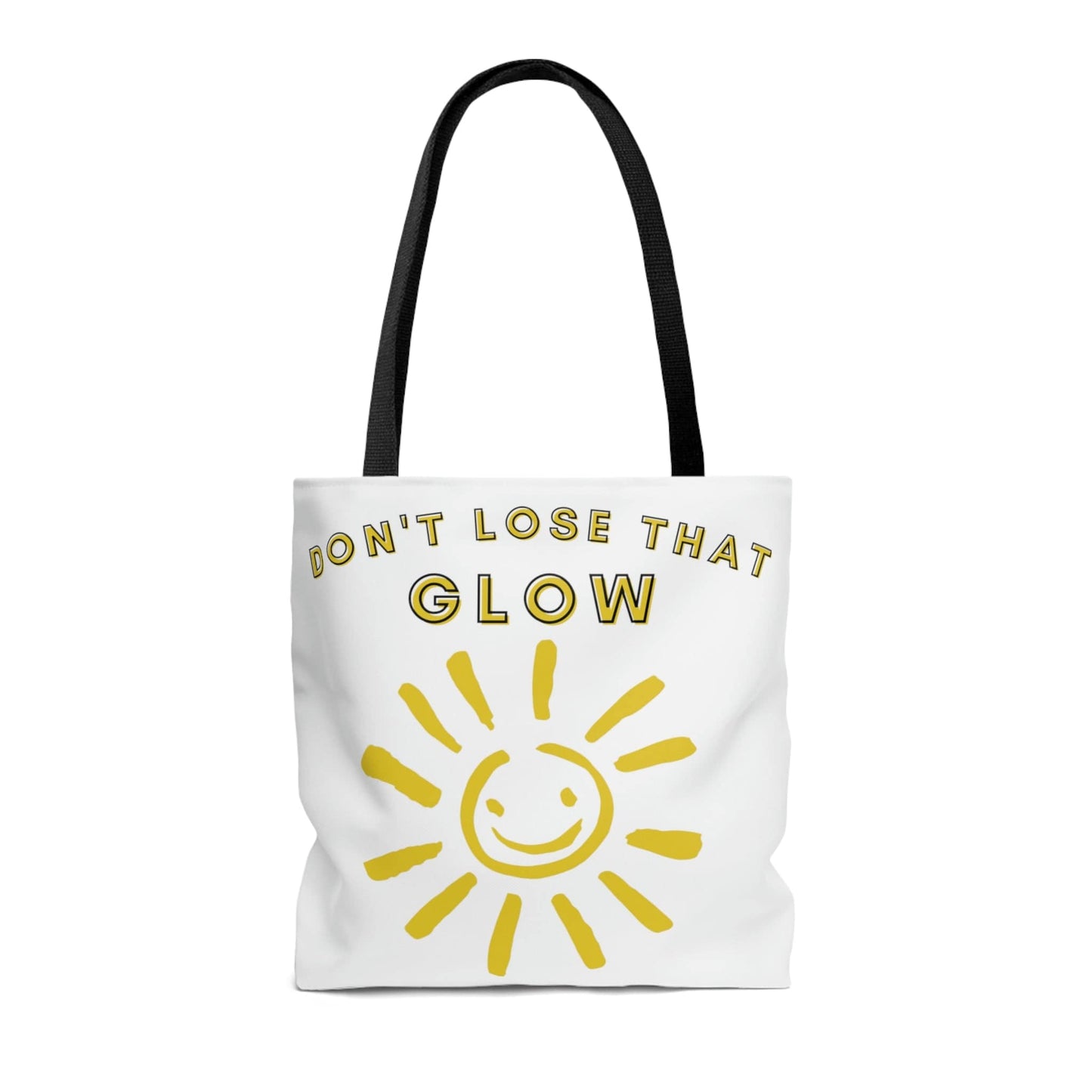 Don't Lose That Glow (Graphic Yellow Smiling Sun) Tote Bag