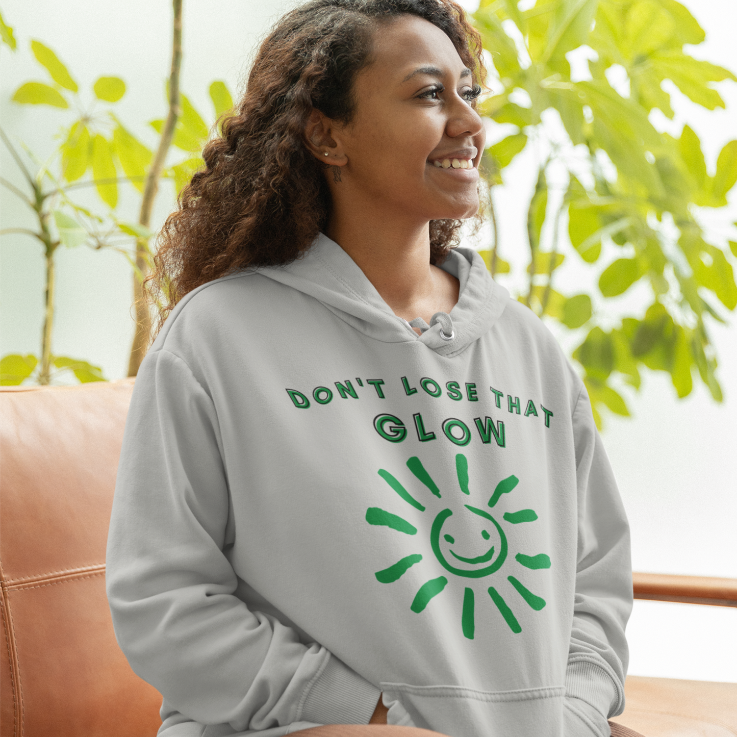 Don’t Lose that Glow (Graphic Green Text & Sun) Unisex Heavy Blend Hoodie - Style: Gildan 18500