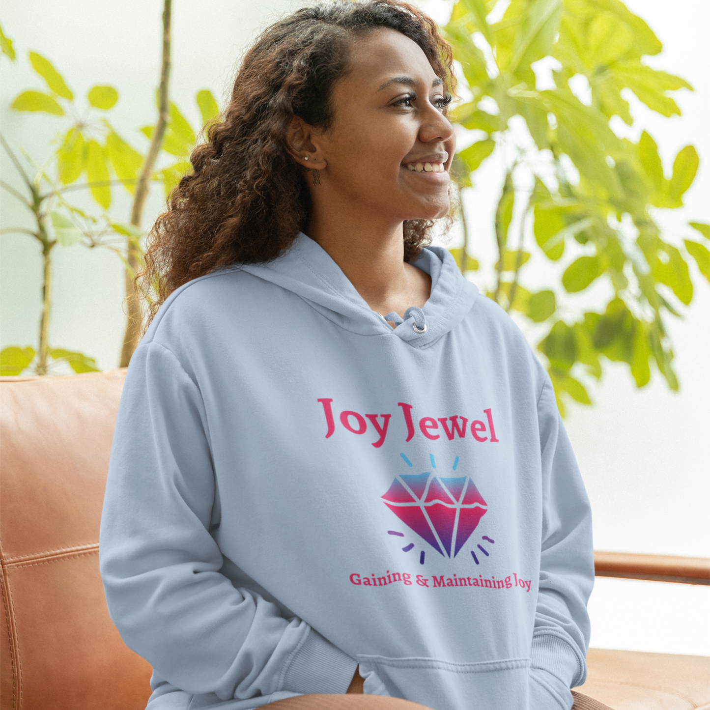 Joy Jewel: Gaining & Maintaining Joy (Graphic Fuchsia Text with Diamond) Unisex Heavy Blend Hoodie - Style: Gildan 18500