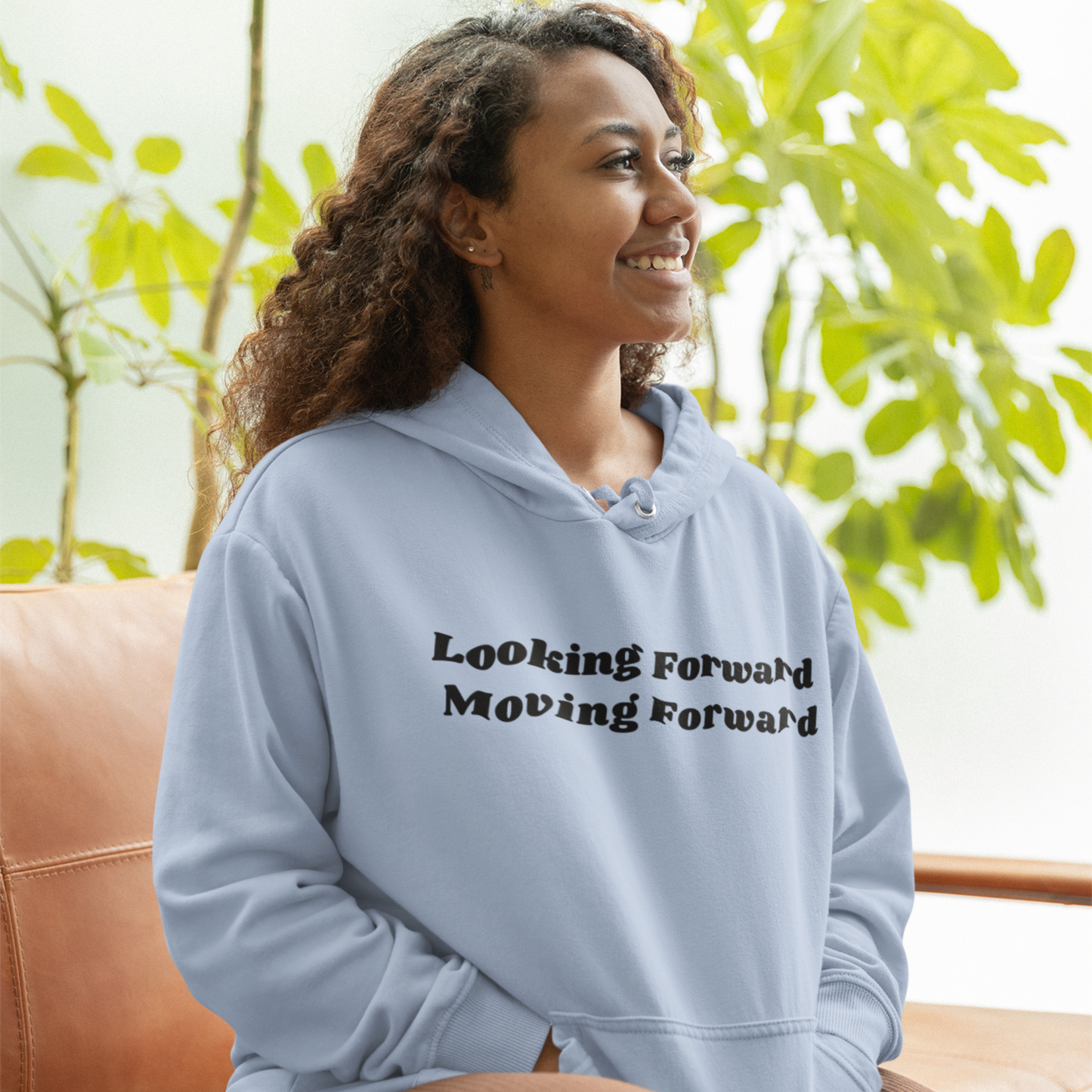 Looking Forward, Moving Forward (Graphic Black Text) Unisex Heavy Blend Hoodie - Style: Gildan 18500