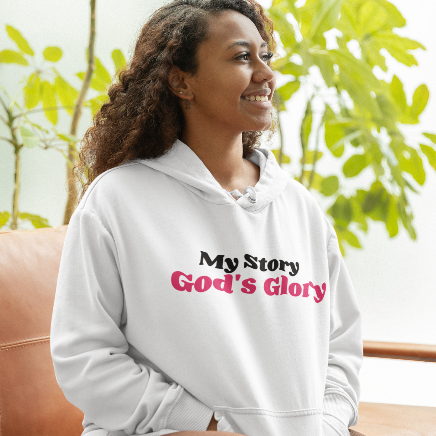 My Story, God’s Glory (Graphic Black & Fuchsia Text) Unisex Heavy Blend Hoodie - Style: Gildan 18500