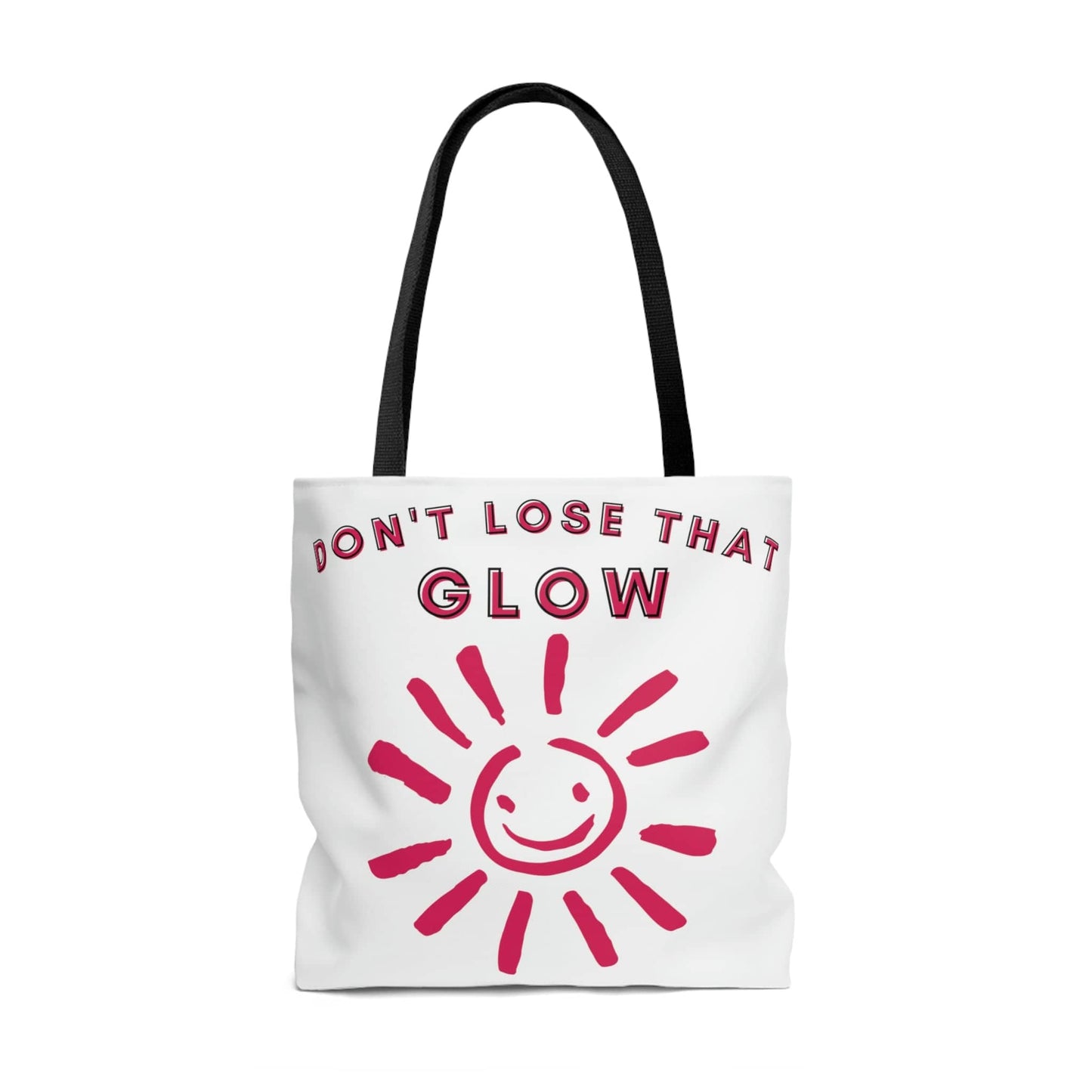 Don't Lose That Glow (Graphic Red Smiling Sun) Tote Bag