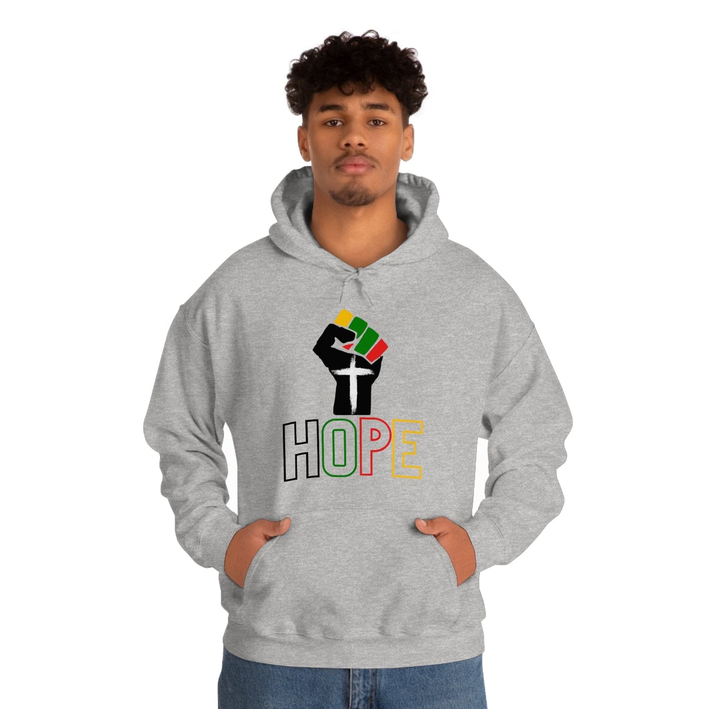 Black History Month Hoodie, HOPE Hoodie, Faith Clothing, Black Power Fist, Jesus Cross