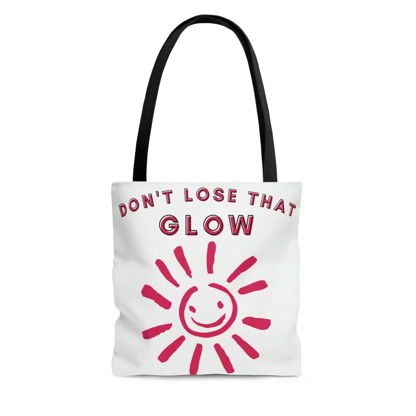 Don't Lose That Glow (Graphic Red Smiling Sun) Tote Bag